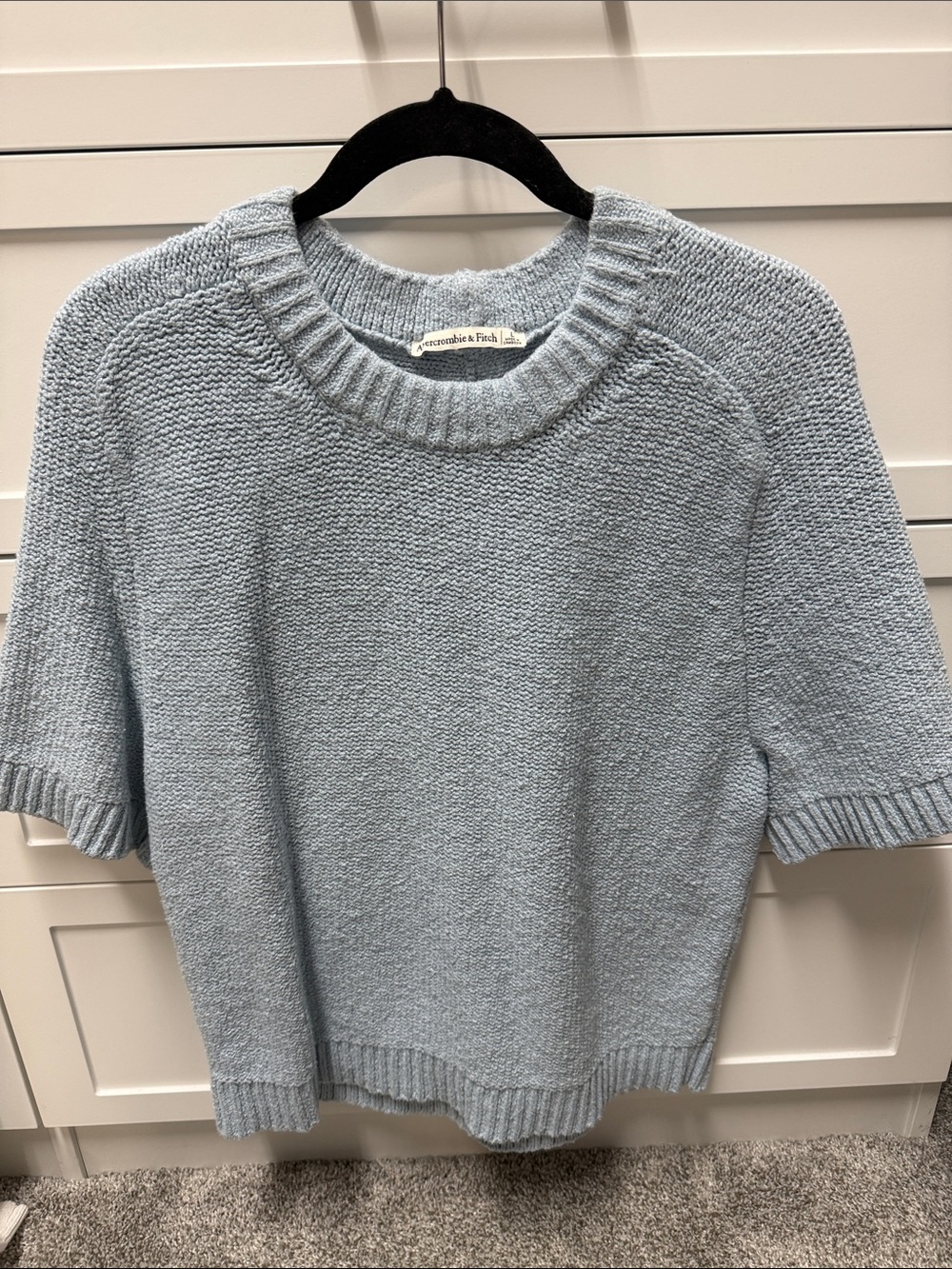Abercrombie & Fitch Pale Blue Short-Sleeve Crewneck Sweater
